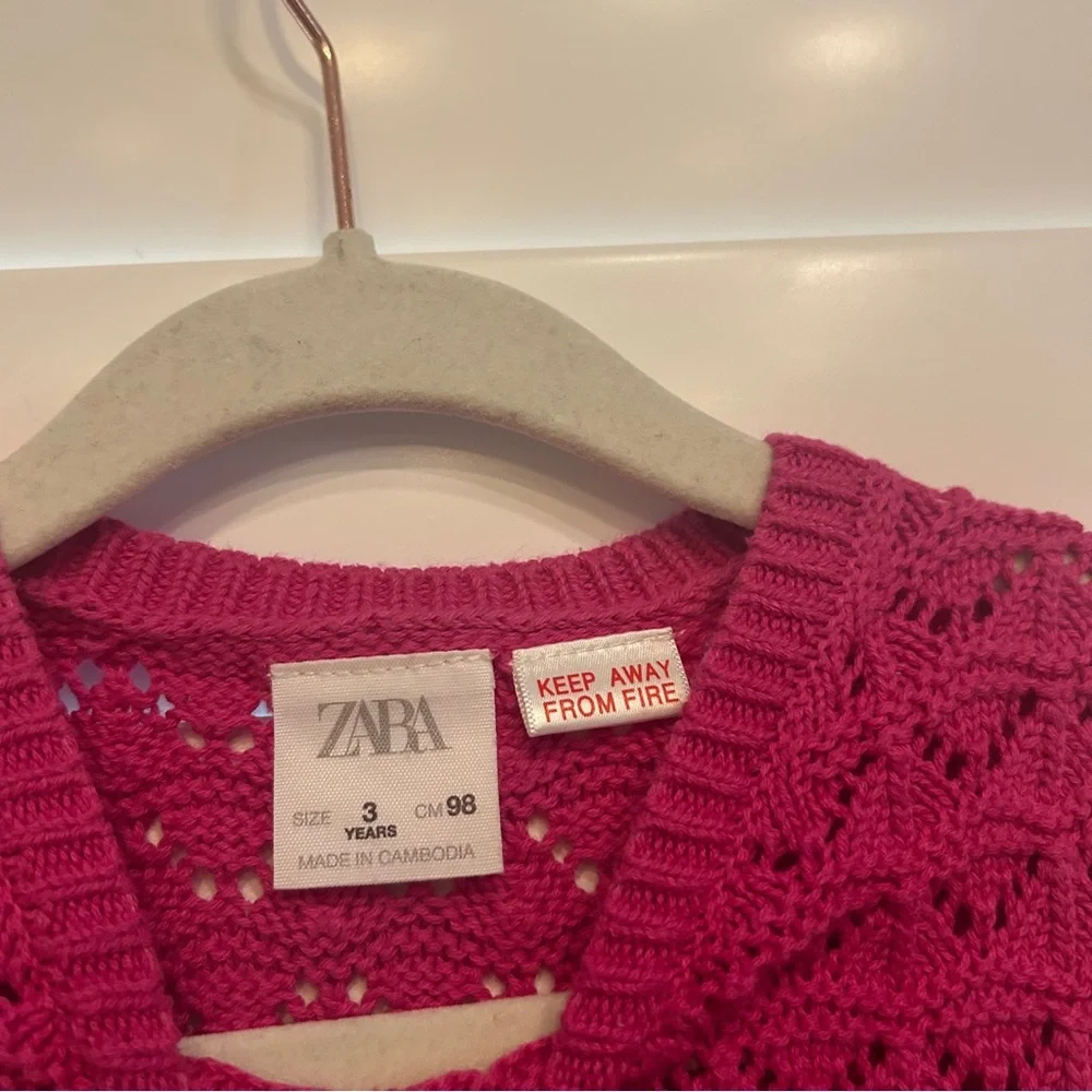 Zara Sleeveless Sweater Short Set Hot Pink Size 3